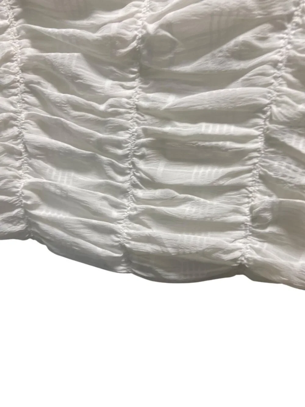 ASTR the Label Ruched Puff Sleeve Blouse White Size L Romantic Coquette Fairy